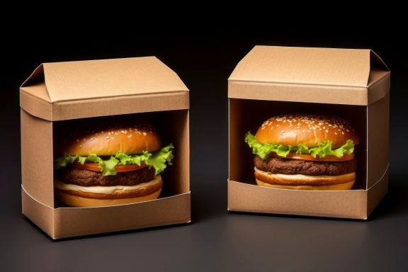 Burger-Box aus Karton mit Sichtfenster